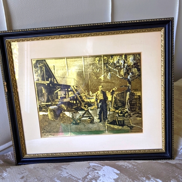 LIONEL BARRYMORE GOLD 🪙 FOIL ETCHINGS ART FROM 1960s - Picture 1 of 5